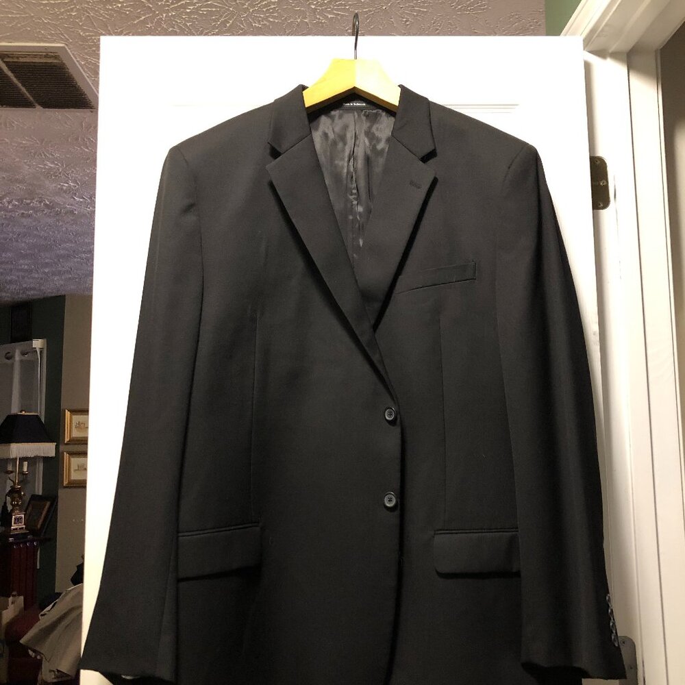jos.a.bank men's navy 100%wool sport coat jacket blazer  size: 41L